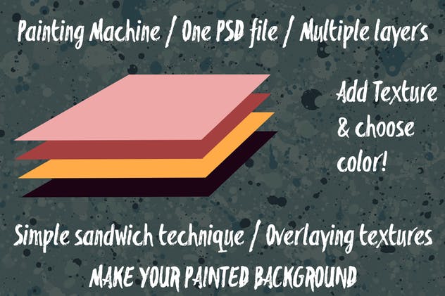 油画污迹癍迹肌理纹理层叠滤镜PSD分层模板 Action Painting Textures插图(1)
