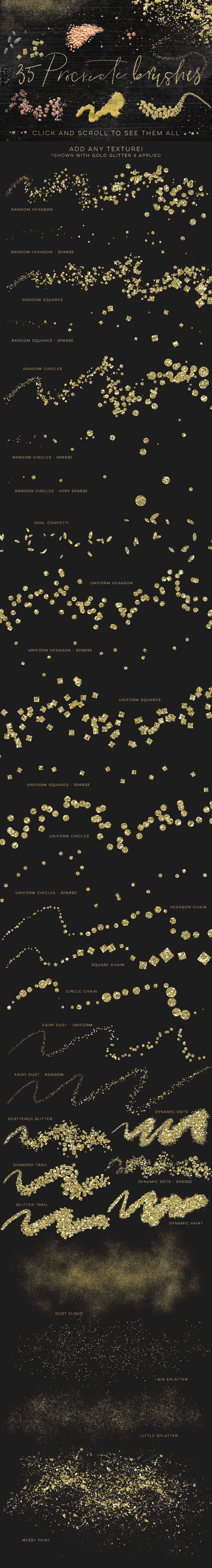 Procreate绘画应用专用金漆笔刷 Gold Rush for Procreate插图(1)