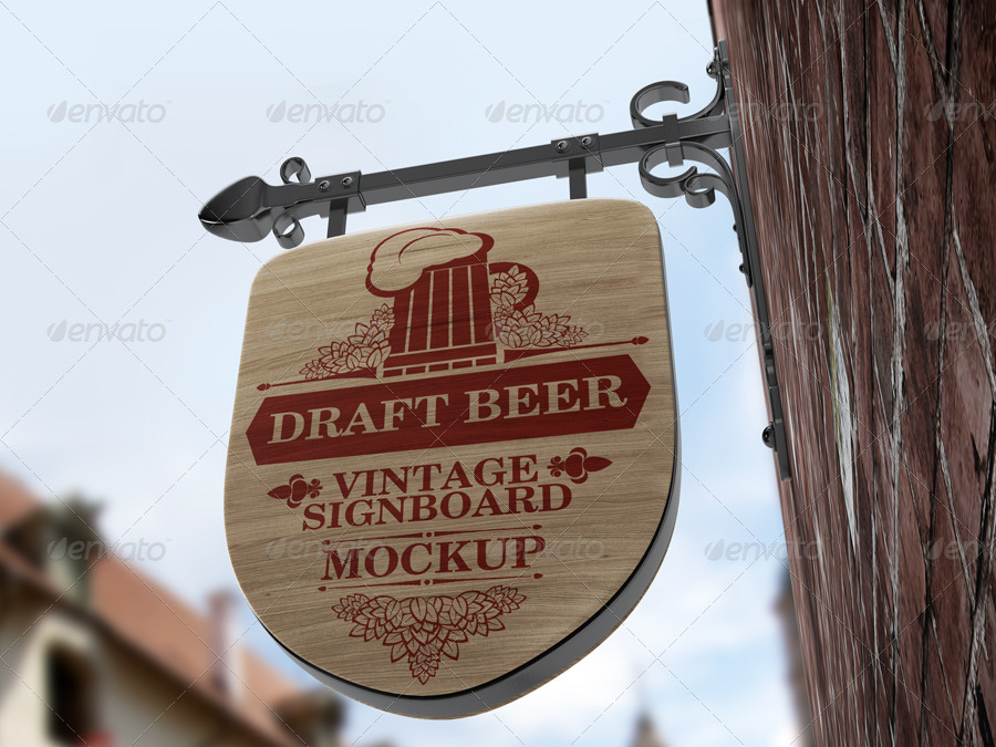 复古招牌盾牌样机 Vintage Signboard Shield Mock-Up插图(2)