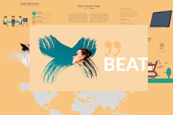美容时尚行业适用PPT幻灯片模板 BEAT Powerpoint Template