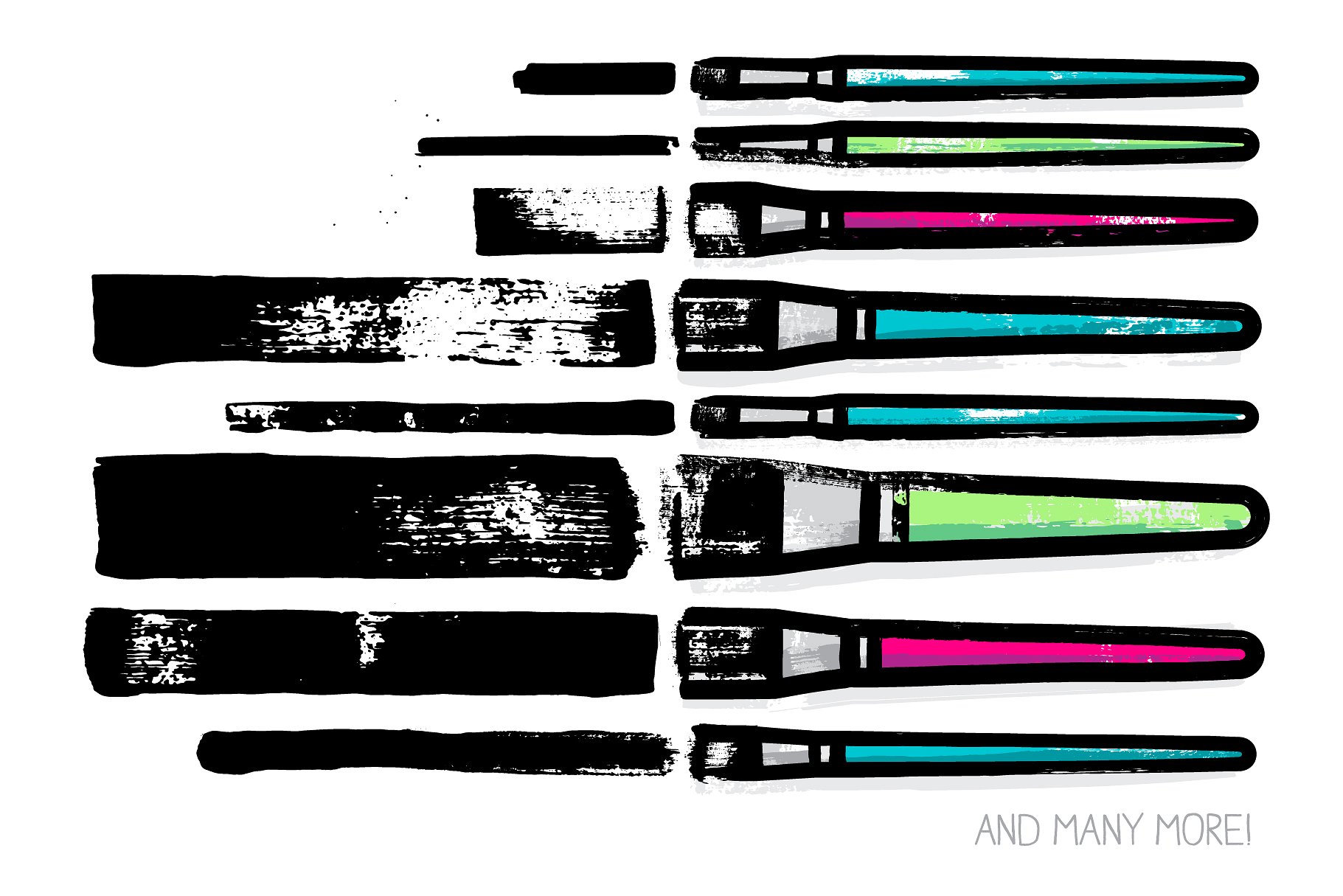 扁平笔头绘画笔画AI笔刷 AI flat paint brushes插图(2)