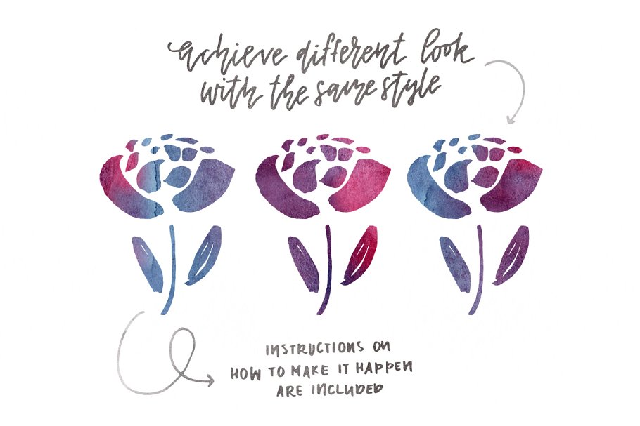 水彩纹理&图层样式设计套装 Watercolor Magic – design kit插图(4)