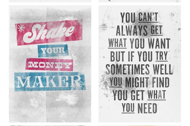 复古凸版墨水印刷风格纹理图层样式 Rock and Roller Letterpress Kit插图(14)