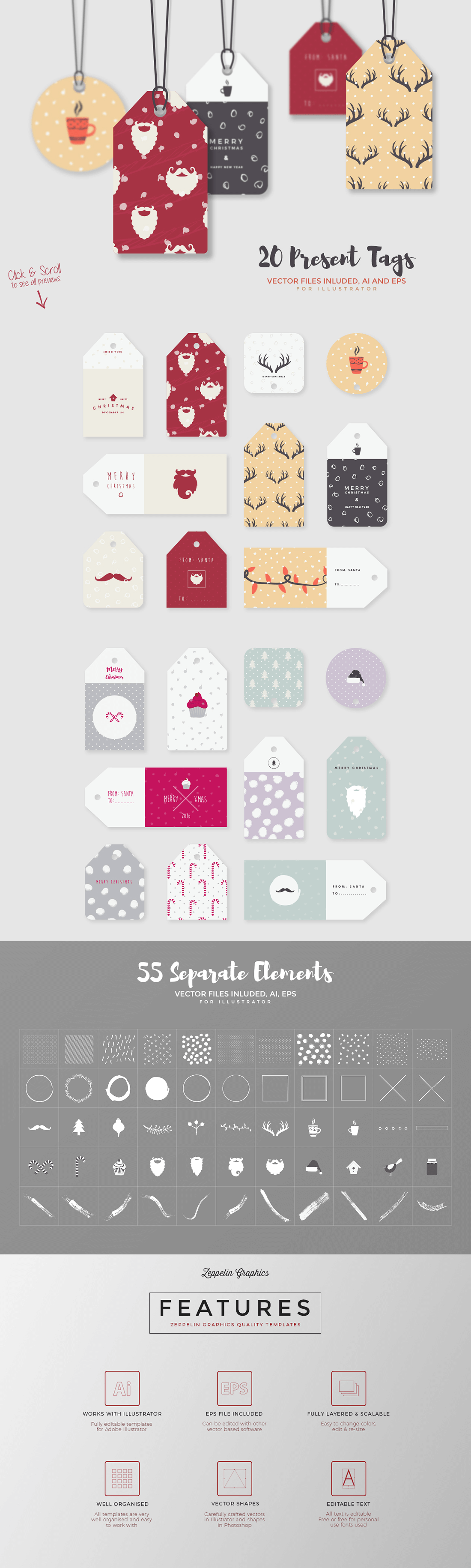 圣诞特典:400+圣诞主题设计素材包 Christmas Bundle 2016(2.35GB, AI, EPS, PSD 格式)插图(10)