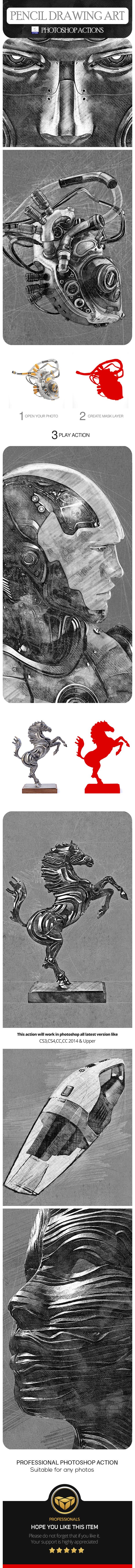 金属质感铅笔艺术PS动作下载 Pencil Drawing Art – Photoshop Actions [atn]插图