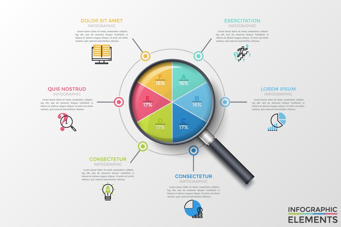 放大镜信息图表图形矢量设计模板 Objectum Infographic: Magnifier插图(7)