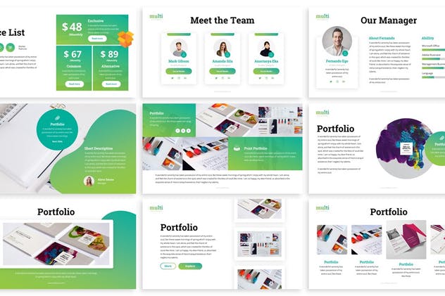 现代渐变颜色主题风格多用途PPT演示模板 Multi – Multipurpose Powerpoint Template插图(2)