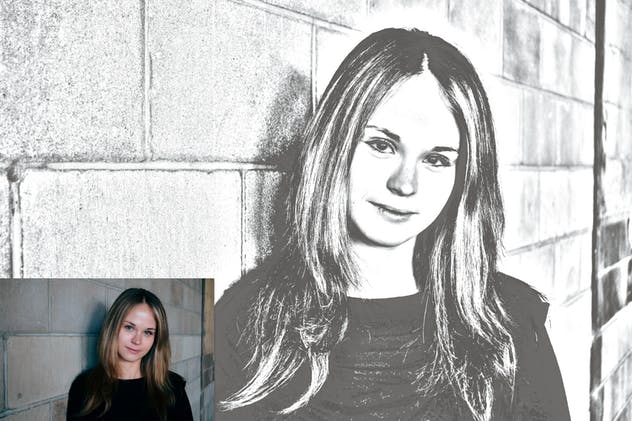 一键转人像素描效果生成PS动作 Sketch Portrait Photoshop Actions插图(3)