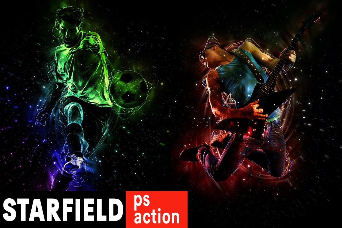 炫酷星光动感光影照片背景特效PS动作下载 Starfield Photoshop Action插图