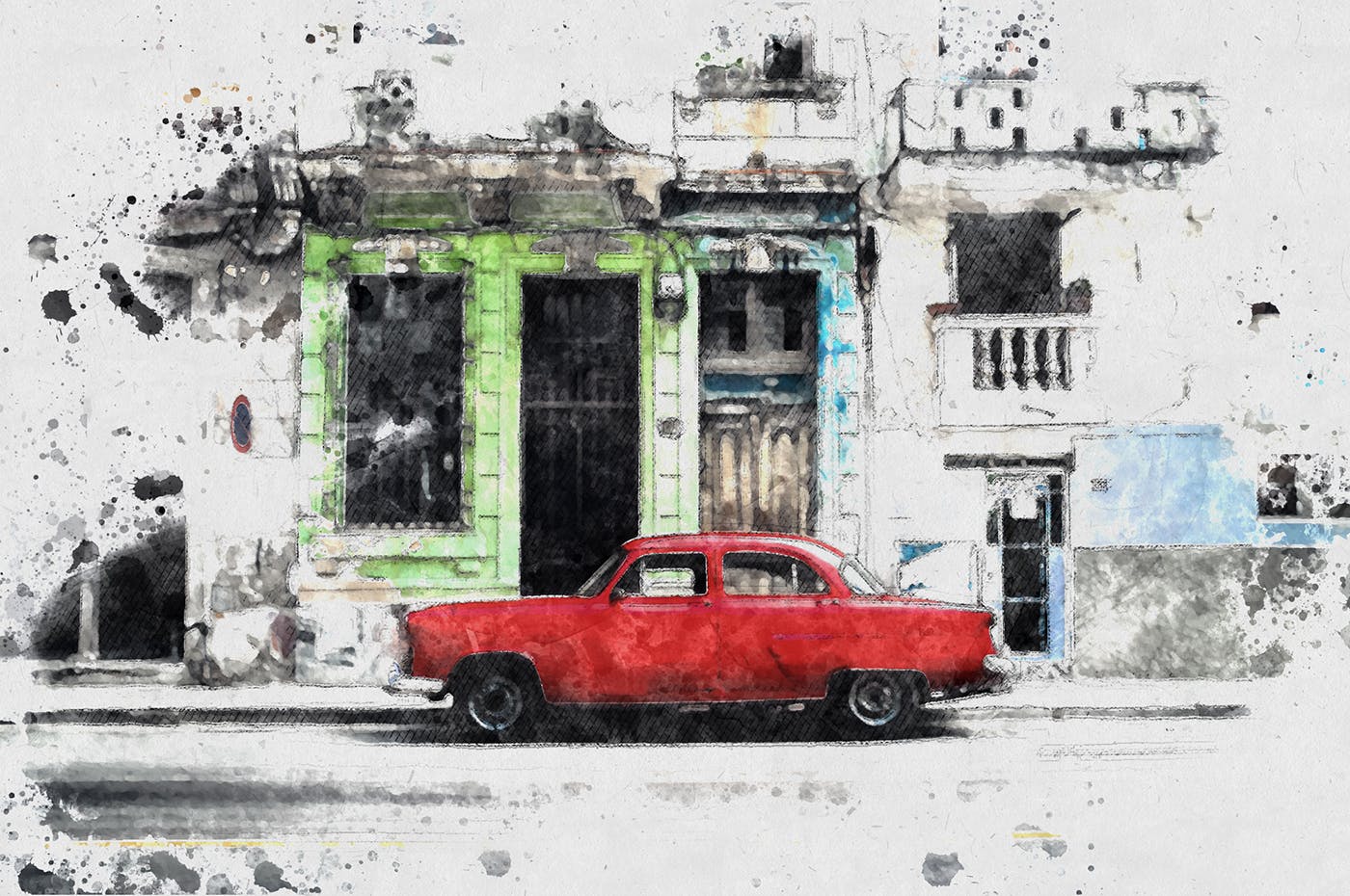 丙烯酸素描艺术效果素材库精选PS动作 Fast Acrylic Sketch CS4+ Photoshop Action插图(3)