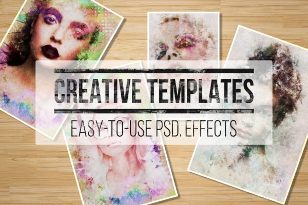 2个创意肖像抽象油画PS动作 2 Creative Portrait Templates