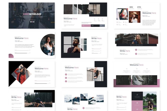 多配色方案企业商务风格PPT模板设计 Drowhelgo – Powerpoint Template插图(1)