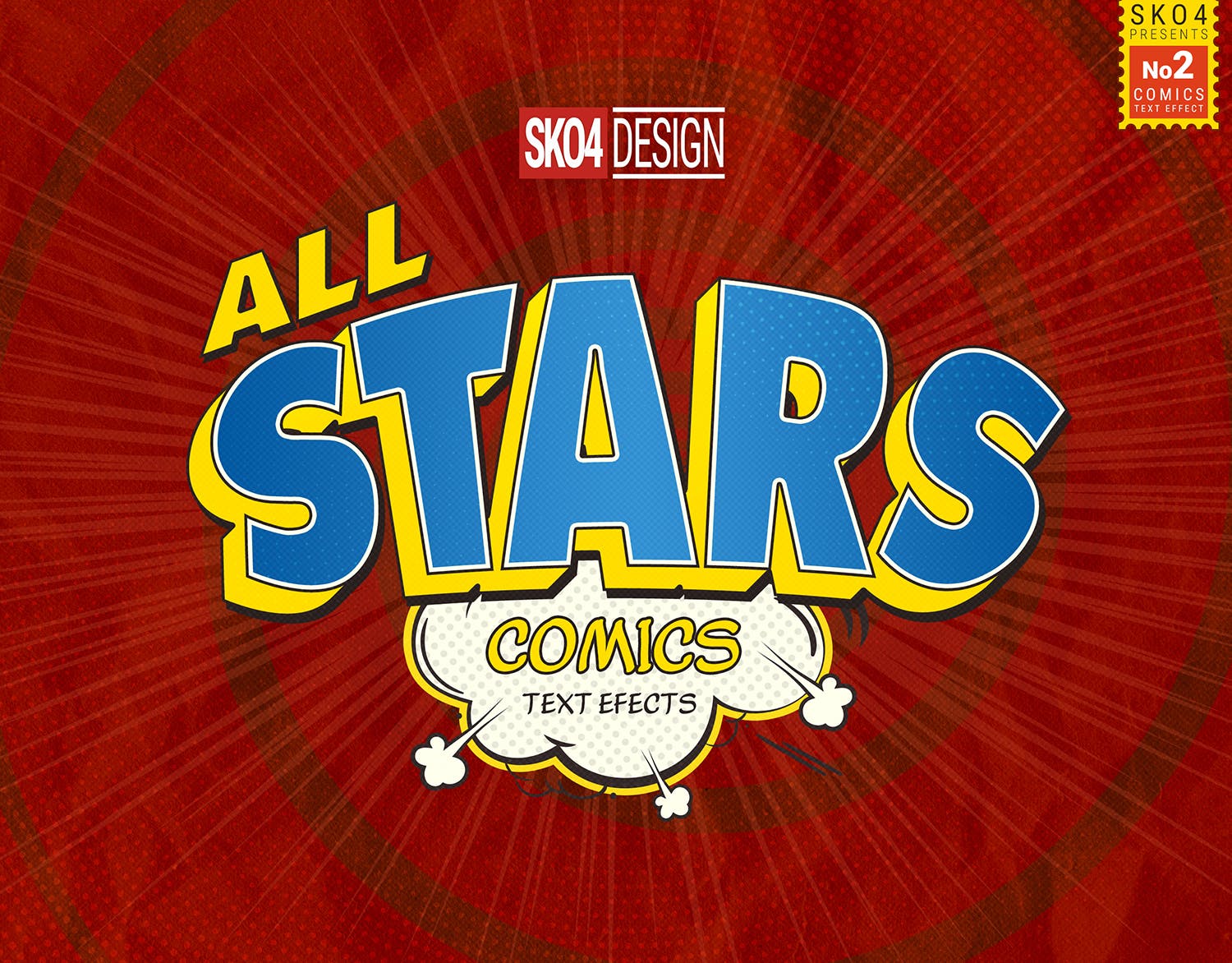 3D复古动漫卡通封面字体设计样式PSD图层样式 Comics Text Effects插图(10)