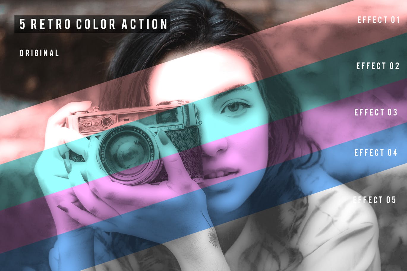 5种复古照片颜色特效滤镜素材库精选PS动作 5 Retro Color Action插图