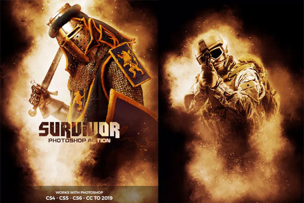 游戏人物突出光影背景PS动作下载