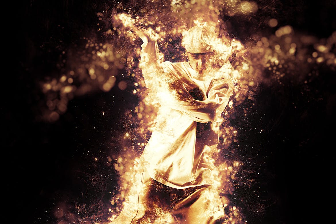 炫酷华丽金色粒子背景人物摄影Gif动画特效PS动作 Gif Animated Allure Photoshop Action插图(2)