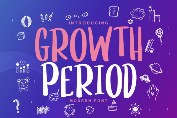 儿童主题设计英文无衬线字体素材库精选 Growth Period | Kids Modern Font