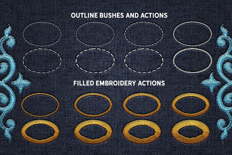 绣花纺织纹理图案设计PS动作 Embroidery Photoshop Actions Tooklit插图(2)