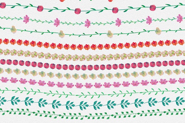 42款水彩花样图案AI笔刷 Watercolor & Black Pattern Brushes插图(4)