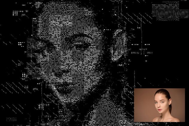 高科技感区块链像素效果PS动作 Blockchain 3 Photoshop Action插图(1)