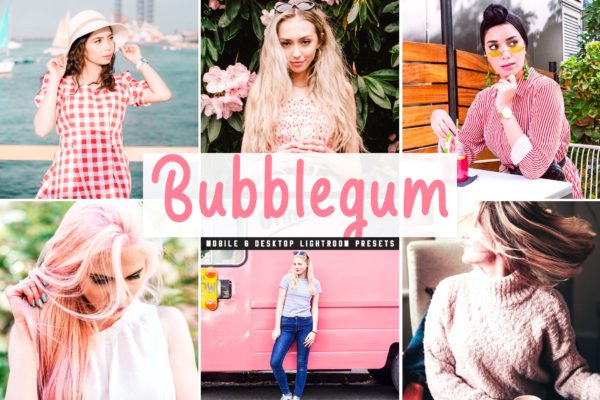 明亮色调照片光线增强滤镜素材库精选LR预设 Bubblegum Mobile &amp; Desktop Lightroom Presets