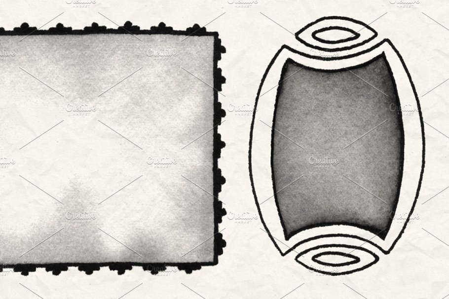 复古手绘装饰框架图形笔刷合集1 Hand Drawn Frames Brush Pack 1插图(4)