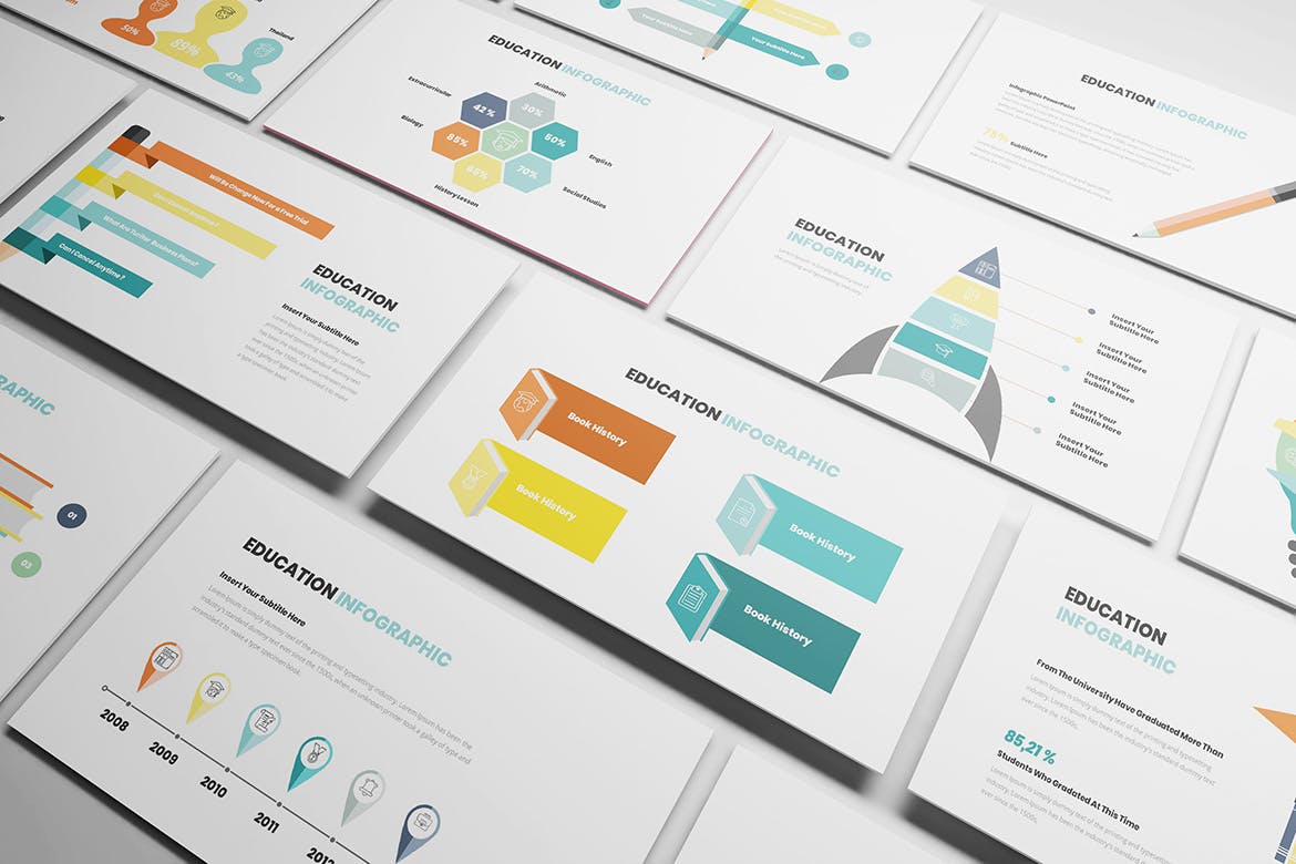 教育主题信息图表风格素材库精选PPT模板 Education Infographic Powerpoint Template插图(3)