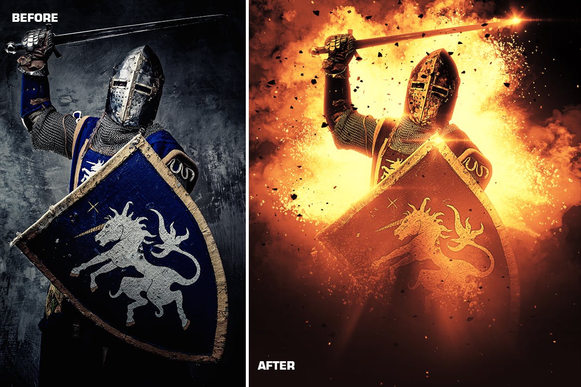 炫酷爆炸粒子特效PS动作下载 Fervent 2 Photoshop Action插图(4)