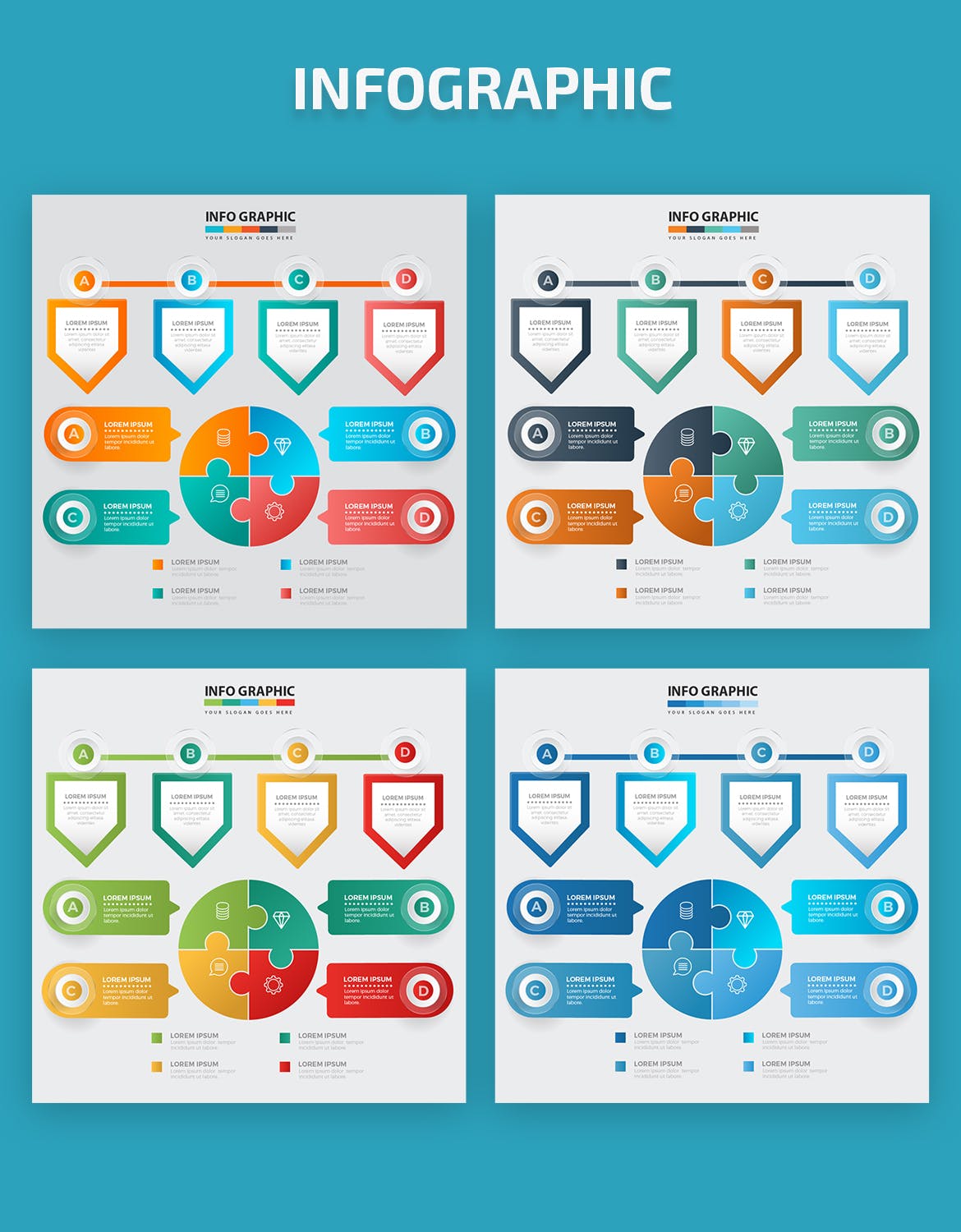分解步骤信息图表设计矢量图形素材 Infographic Elements Design插图(1)