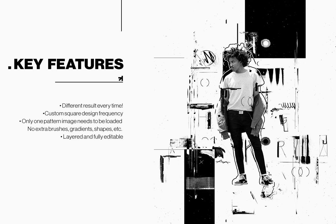 抽象海报设计油墨印刷效果PS动作 Ink Monoprint Poster Photoshop Action插图(6)