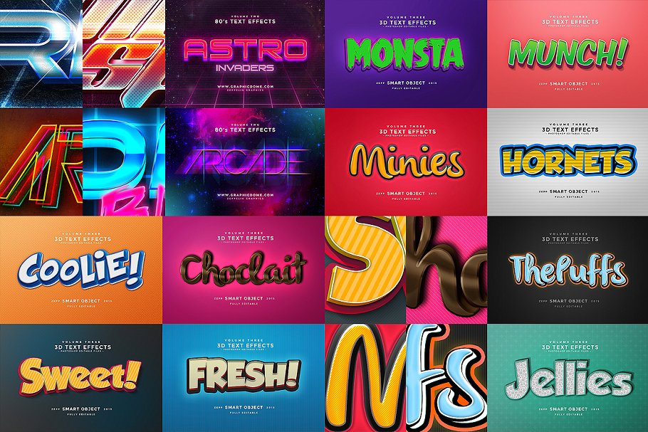 50款文本文字效果PSD模板 50 Text Effects Bundle插图(3)