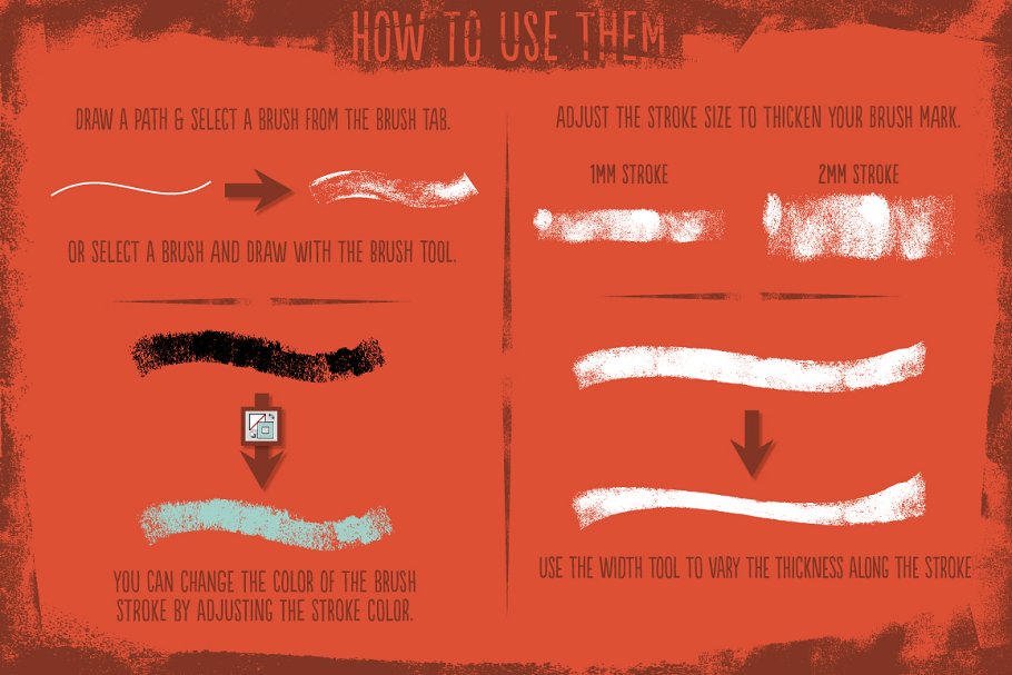 墨辊印刷效果AI笔刷 Hand Rolled Ink Brushes插图(6)