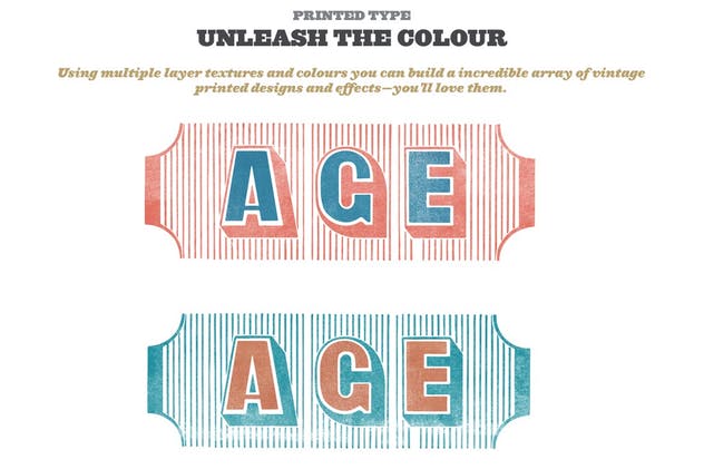 怀旧凸版墨水印刷风格纹理PS图层样式 Rock and Roller Letterpress Kit插图(5)