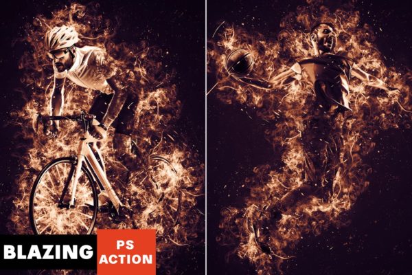 炽烈火焰/余烬和充满活力色彩创意特效素材库精选PS动作 Blazing Photoshop Action