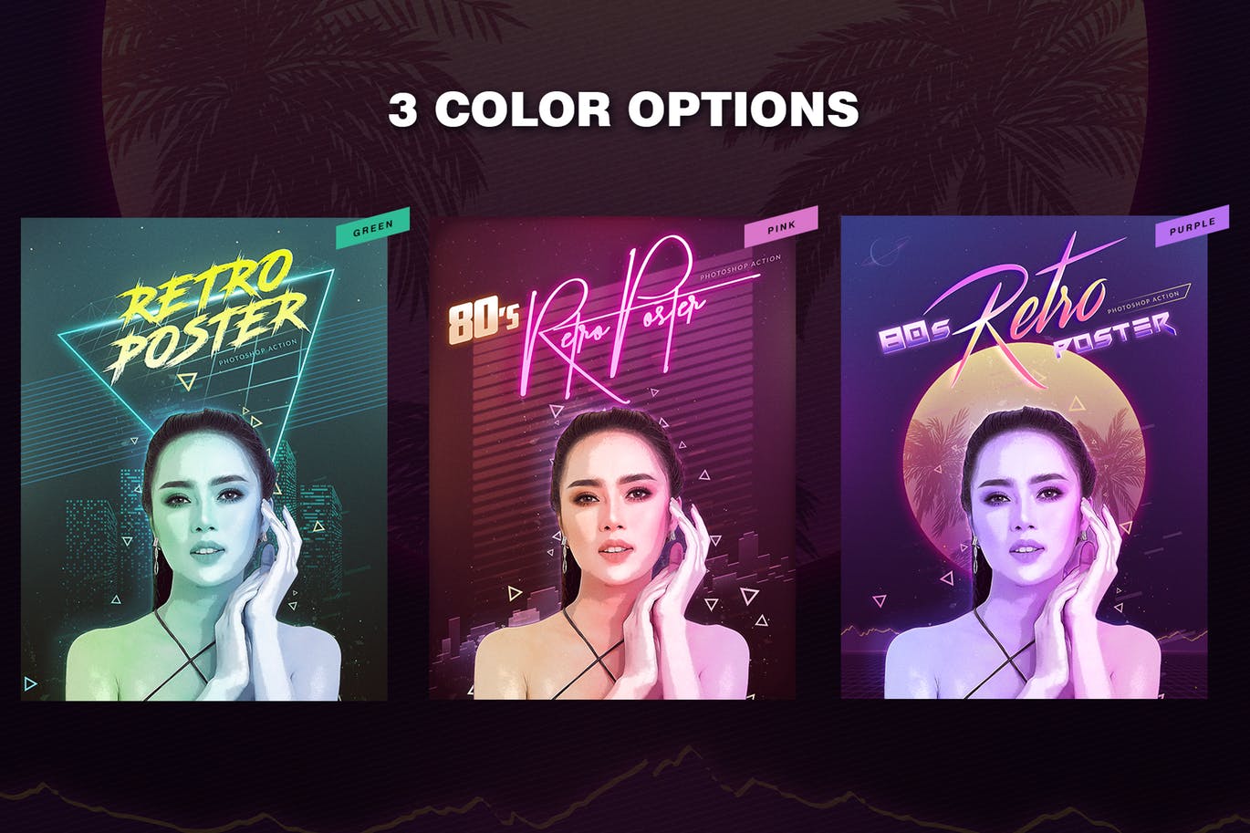 80年代复古风格海报设计样式PS动作 80s Retro Poster Action插图(3)