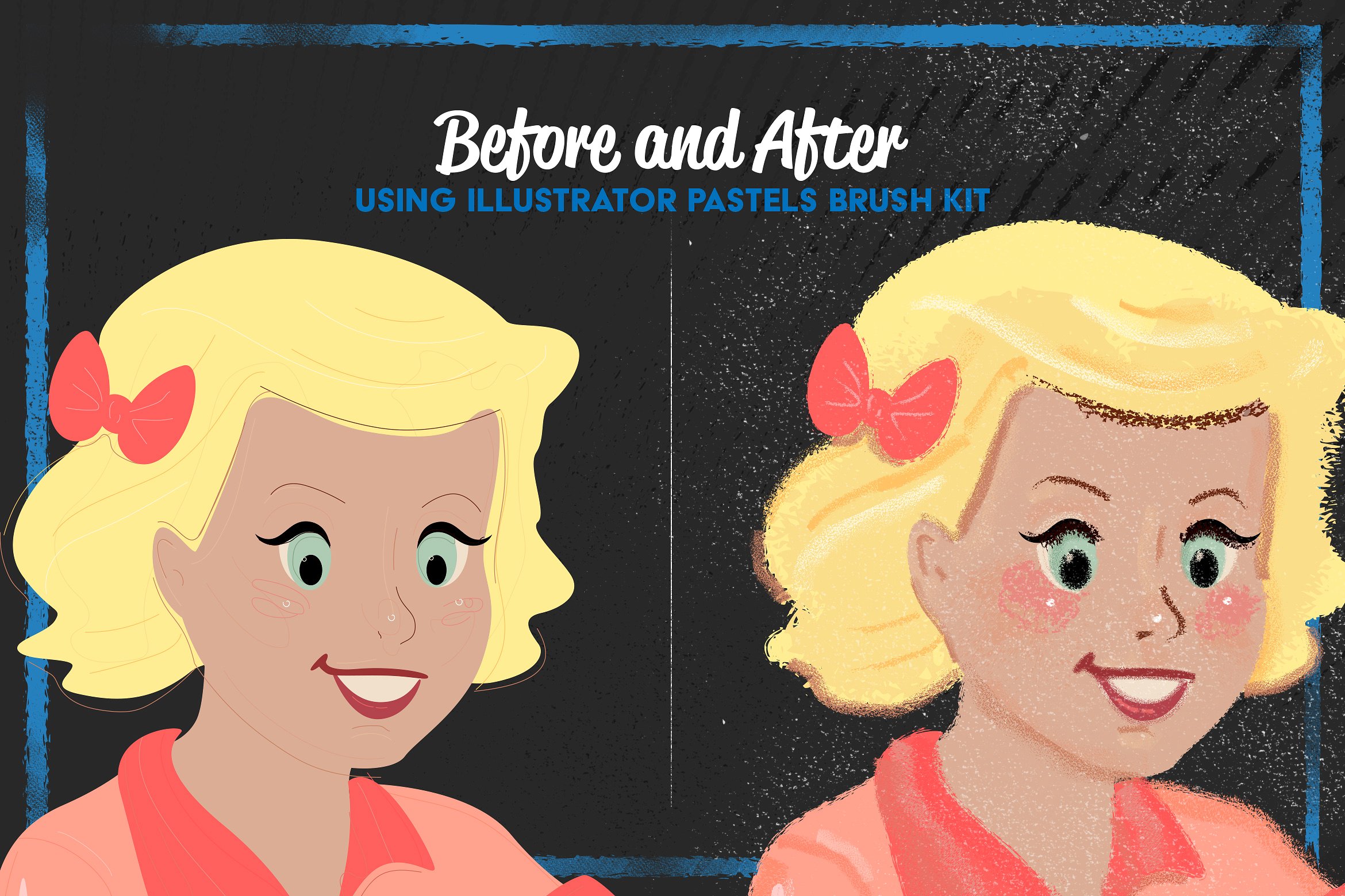 43种风格彩色蜡笔 AI&PS 笔刷集 Pastels Illustrator Brush-Kit插图(2)