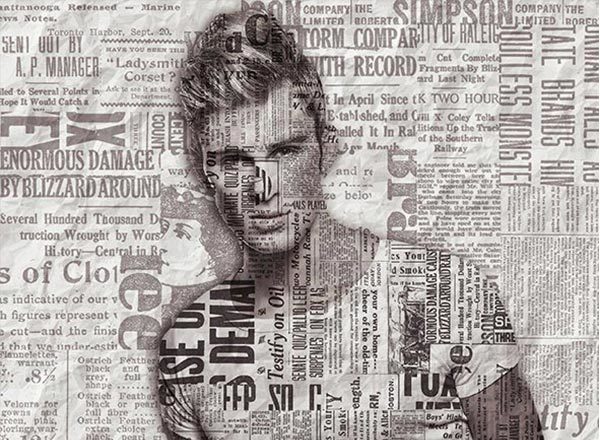 为照片叠加报纸图案风格的PS动作 Paper Print Photoshop Action