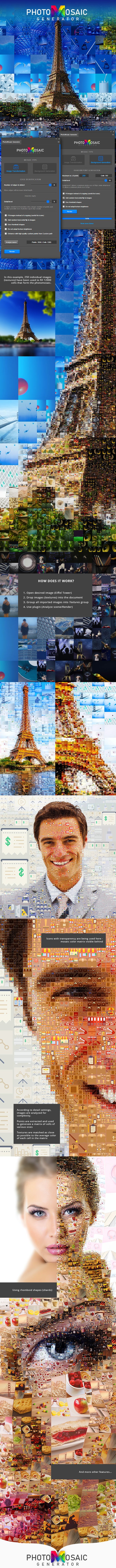 有趣的马赛克拼贴效果的PS动作 PhotoMosaic Generator [zxp]插图