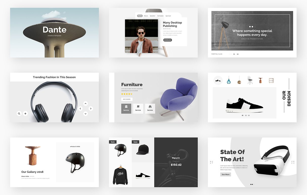 128个独特的谷歌幻灯片模版插图