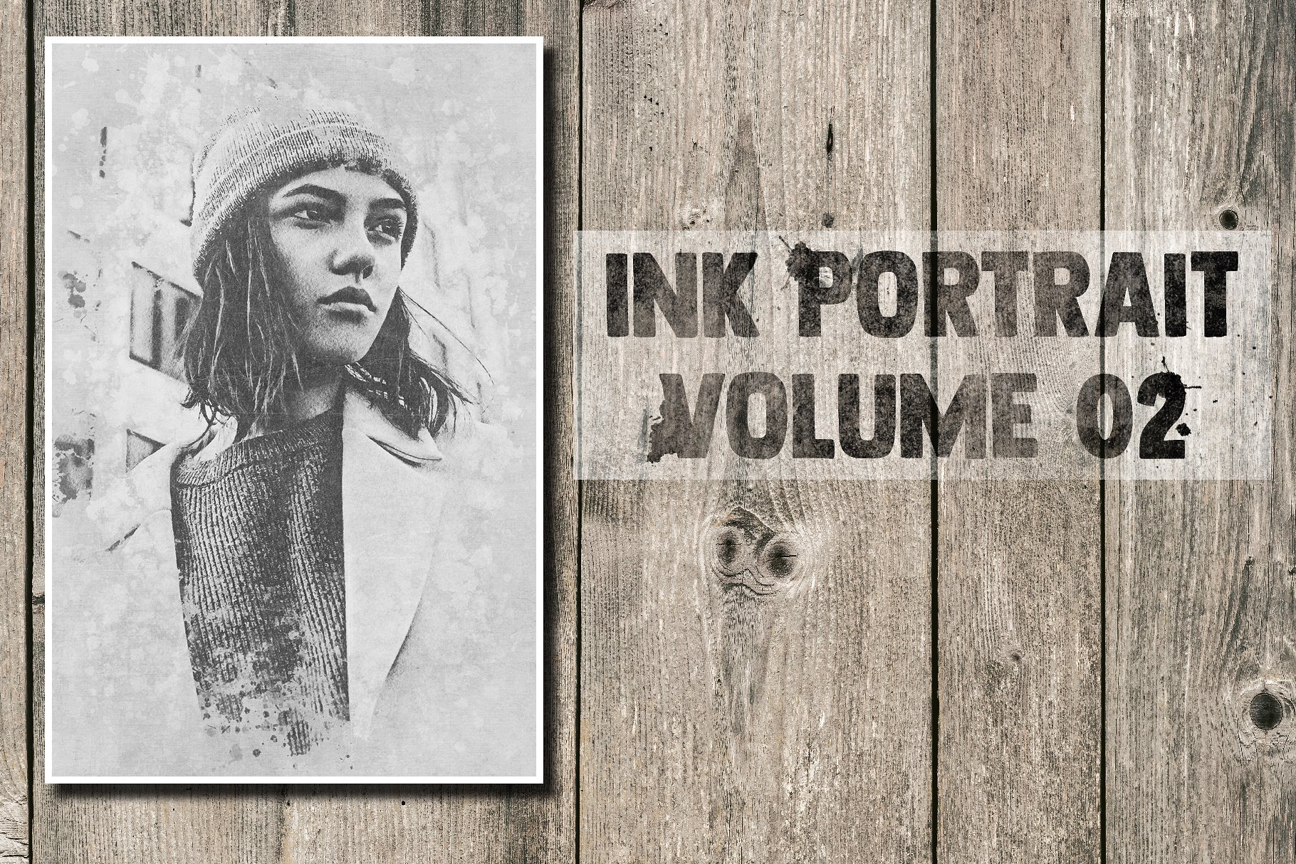 墨水肖像画照片效果PS动作 Ink Portrait Volume 02插图
