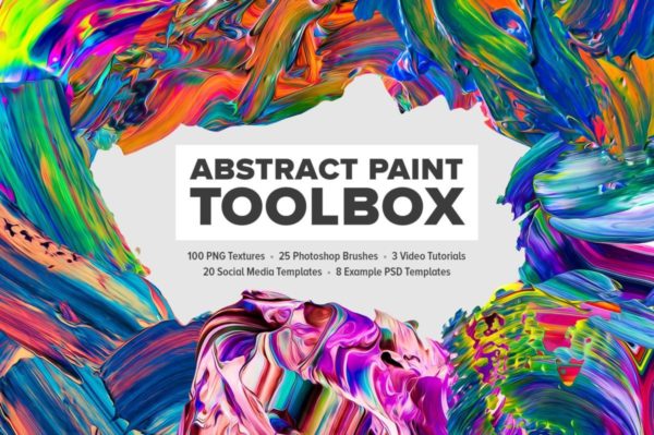 创意抽象纹理系列：抽象液态画工具包（纹理、模板、笔刷&amp;教材）Abstract Paint Toolbox [3.12GB]