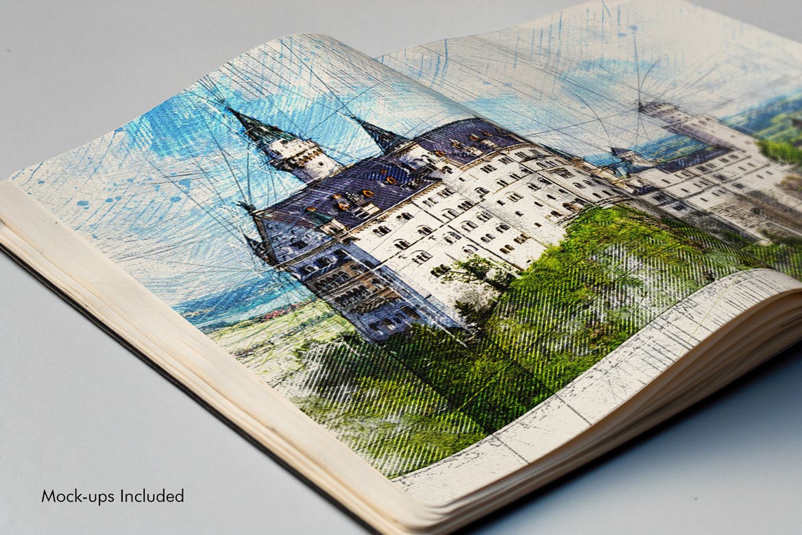 照片转彩铅手绘素描绘画效果PS动作 Animated Pencil Sketch FX Photoshop Add-On插图(5)