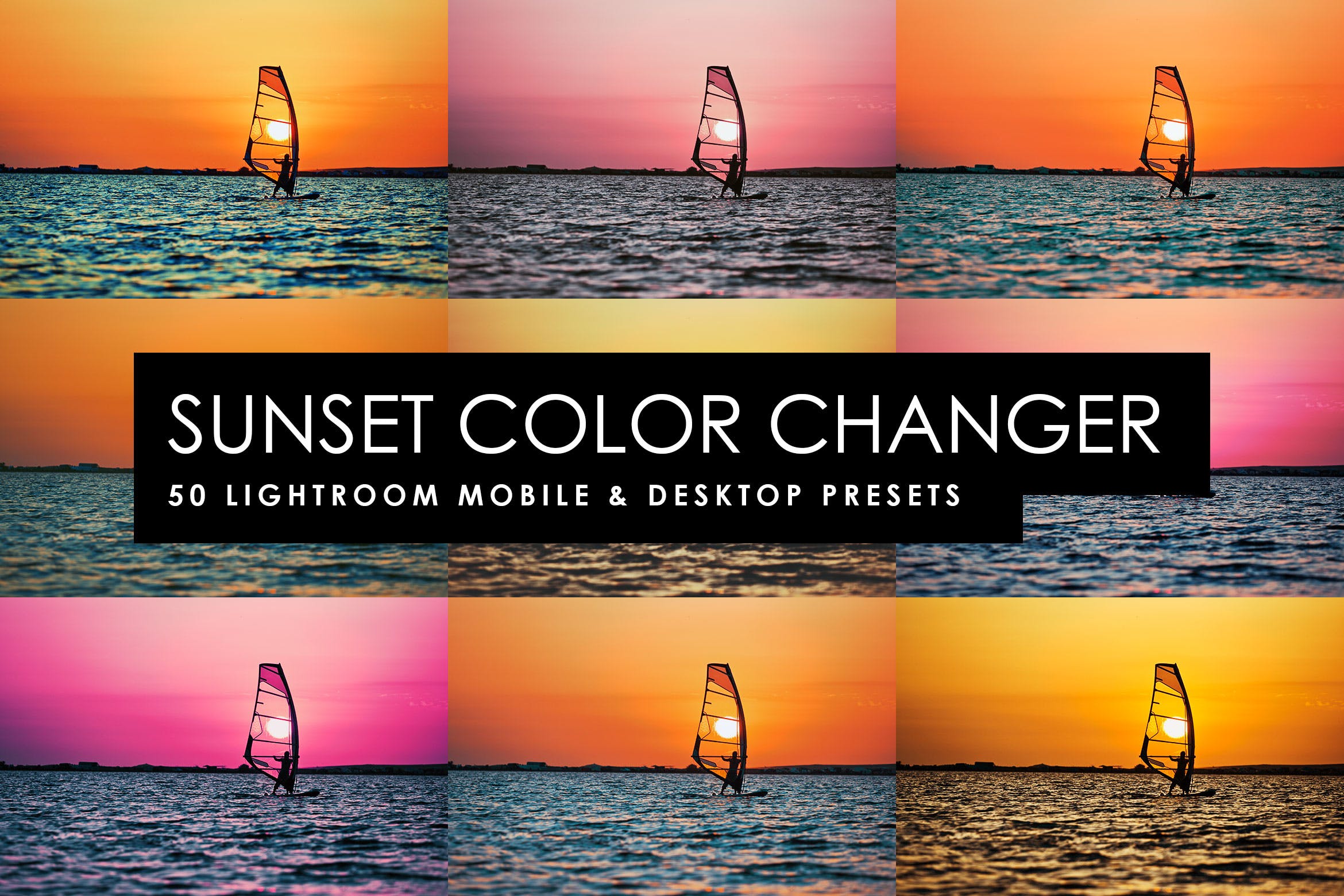 50个日出日落摄影调色滤镜素材库精选LR预设 50 Sunset Color Changer Lightroom Presets and LUTs插图