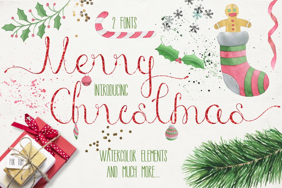 手写书法艺术英文字体 Merry Christmas [2 fonts] Pro插图