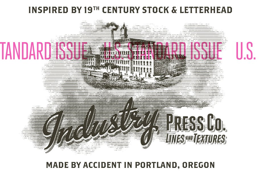 复古压纹印刷效果PS笔刷 IndustryPress – Lines & Textures插图