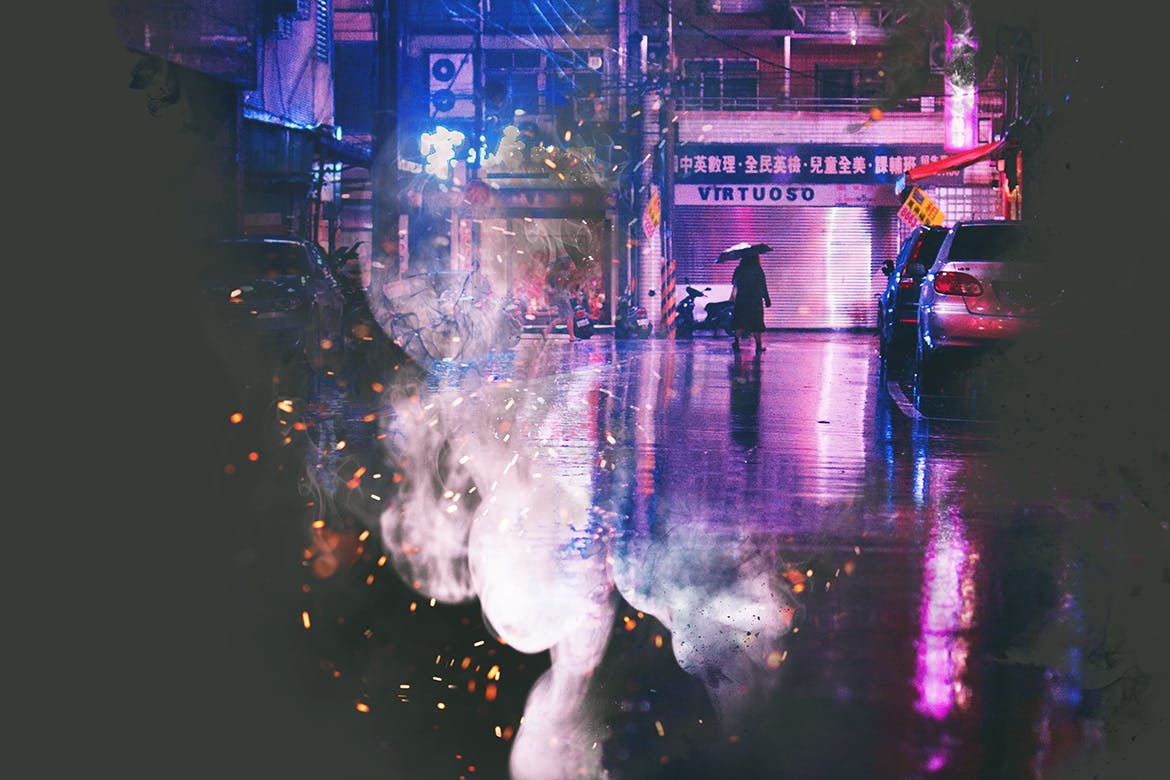 人像肖像照片梦幻烟雾蒙版处理PSD图层样式 Artistic Smoke Photo Effect插图(1)