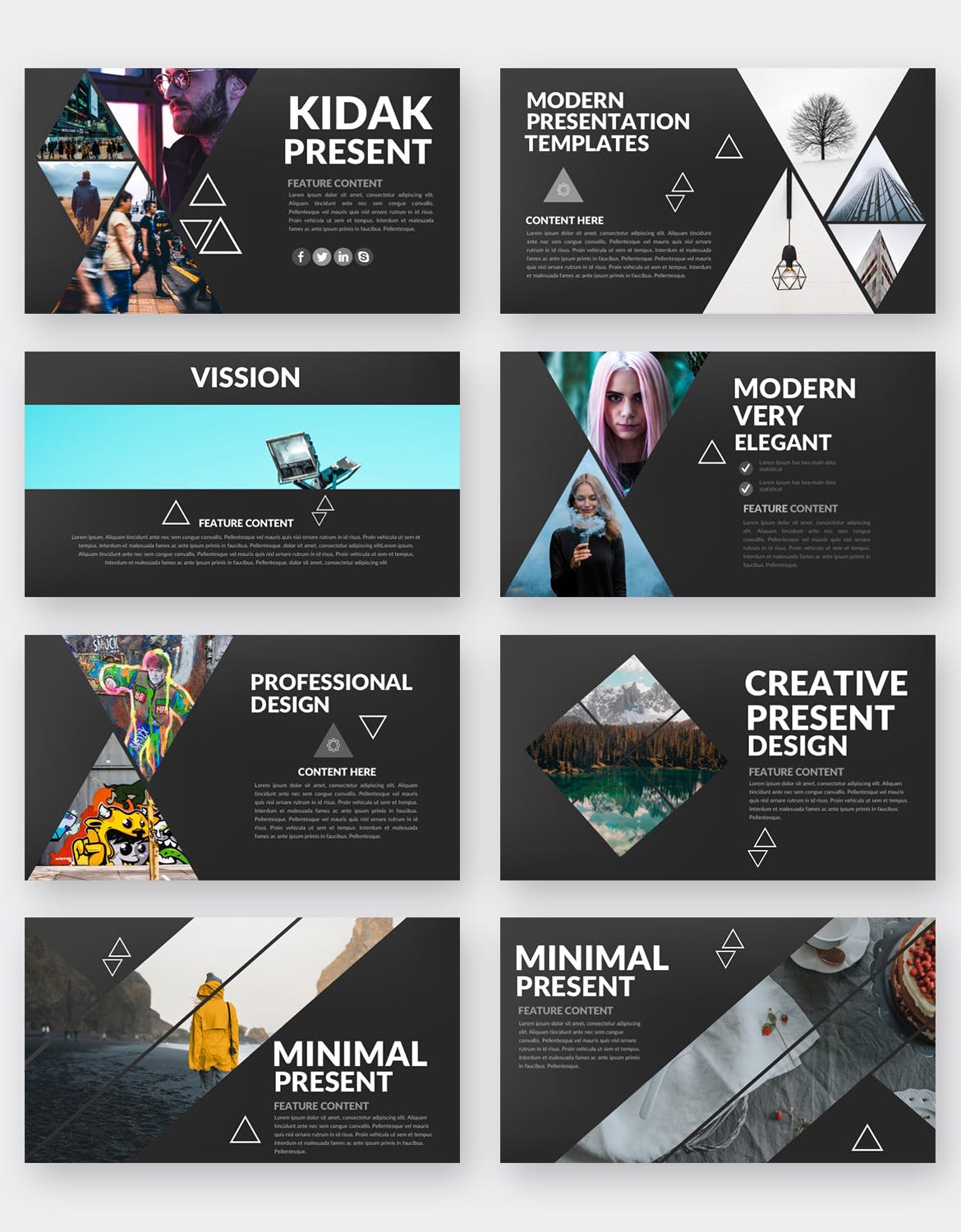 多图设计风格旅游/摄影行业适用的PPT模板 Kidak Powerpoint Template插图(4)