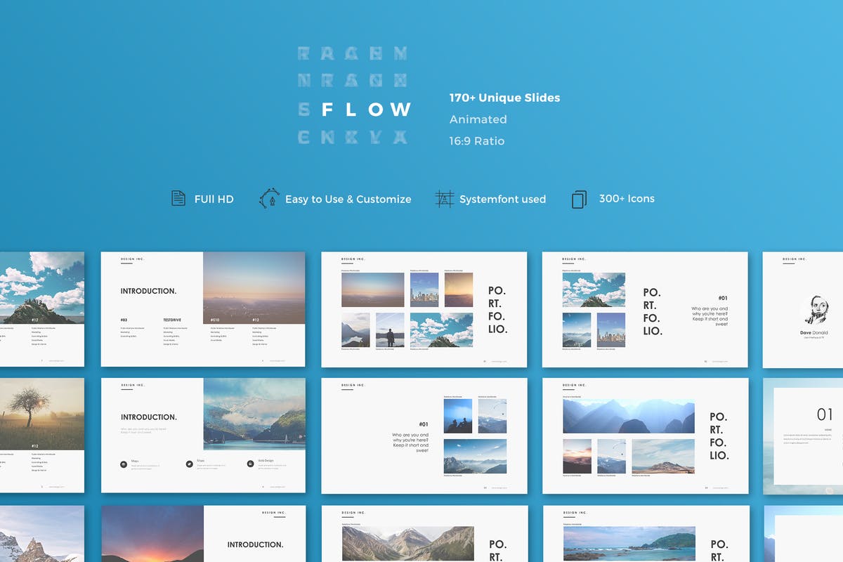 简约设计风格企业宣传介绍PPT幻灯片模板 Flow Powerpoint Template插图