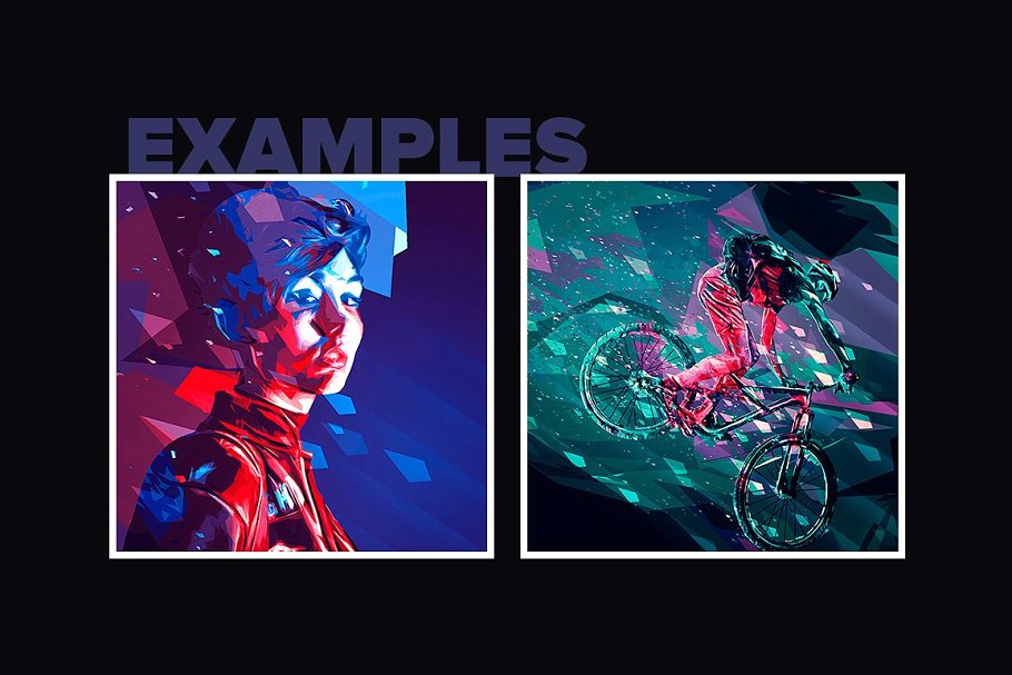 炫酷几何低多边形绘画效果PS动作 Fusion Photoshop Actions Set插图(6)