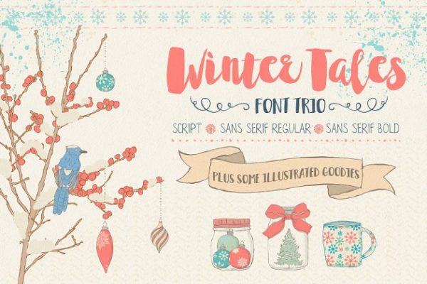 手写英文字体 Winter Tales – cozy font trio